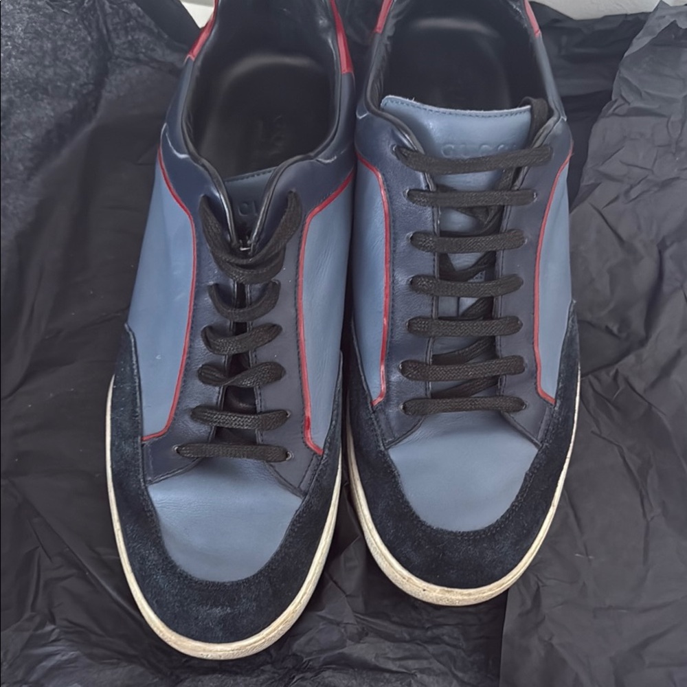 Men's Blue and Red Leather Sneakers NWT - Picture 5 of 8